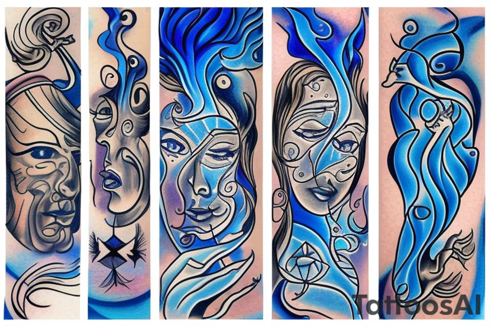 Diamond in blue flame tattoo idea