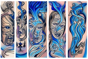 Diamond in blue flame tattoo idea
