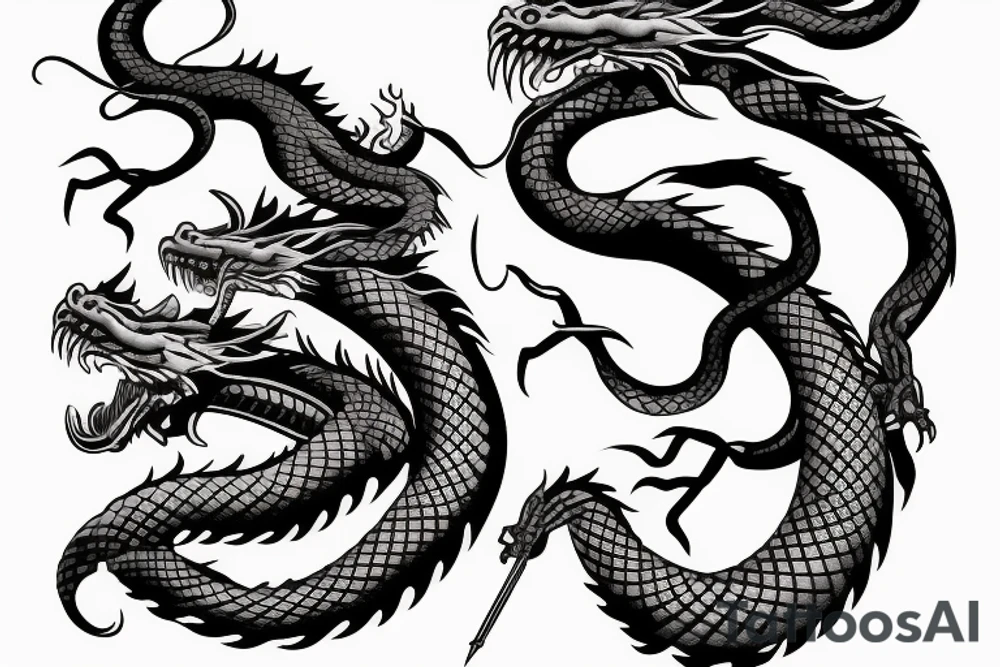 Dragon and snake tattoo idea