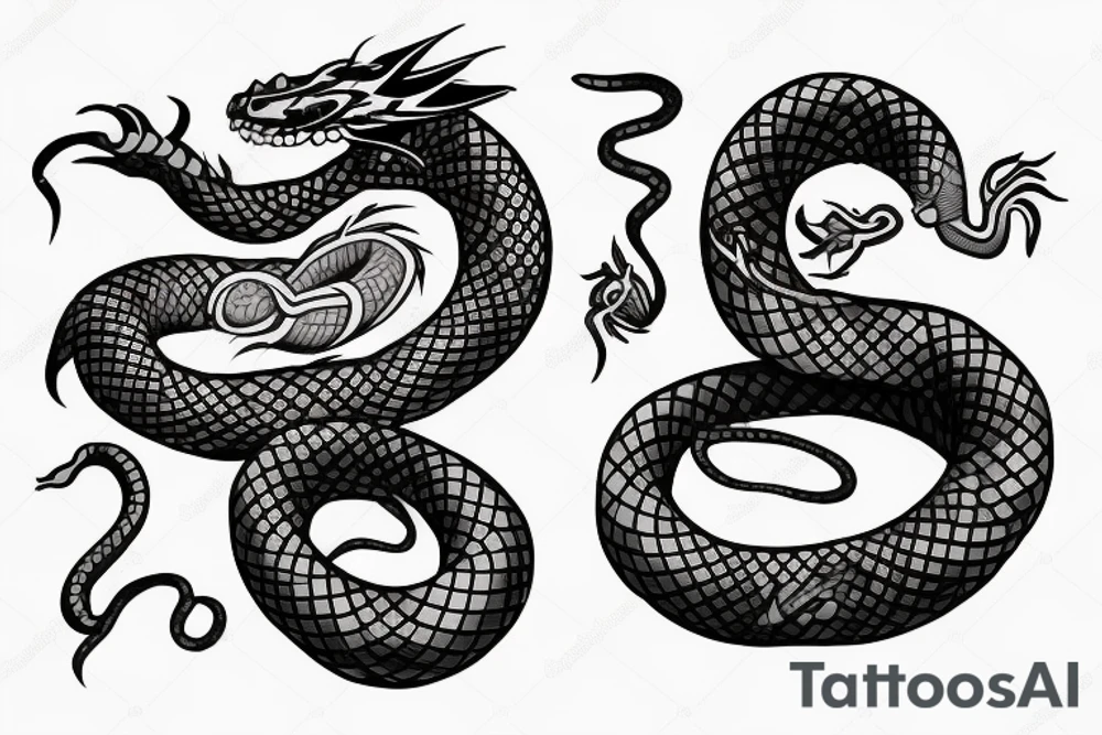 Dragon and snake tattoo idea