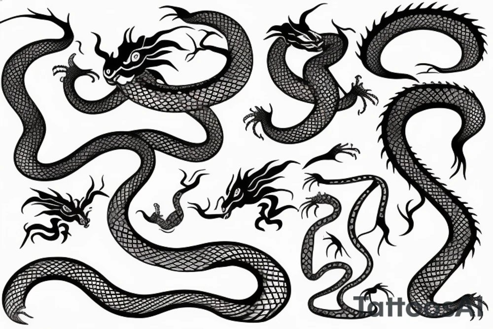 Snake and dragon tattoo idea