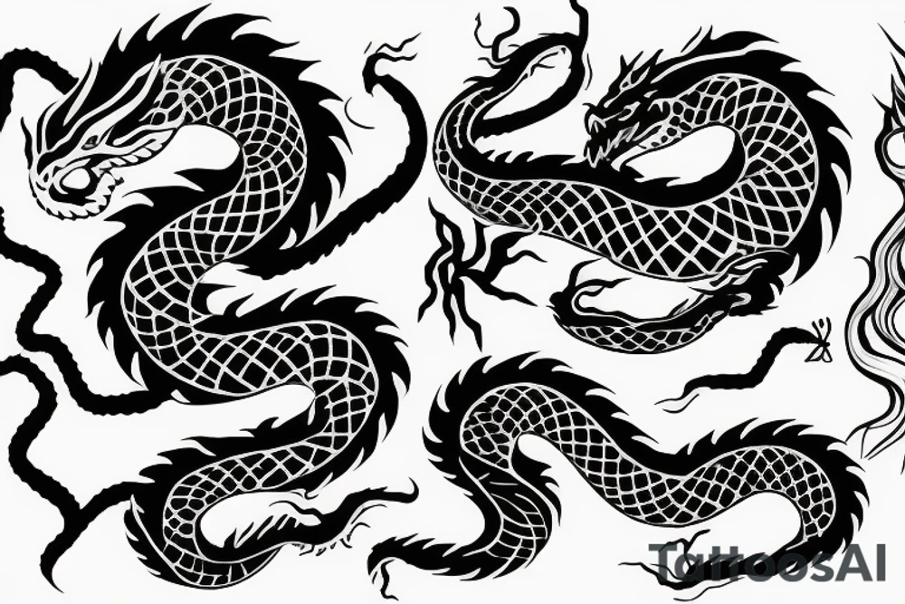 Snake and dragon tattoo idea