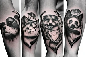 Animals to represent father and two daughters for an upper left arm half sleeve tattoo idea
