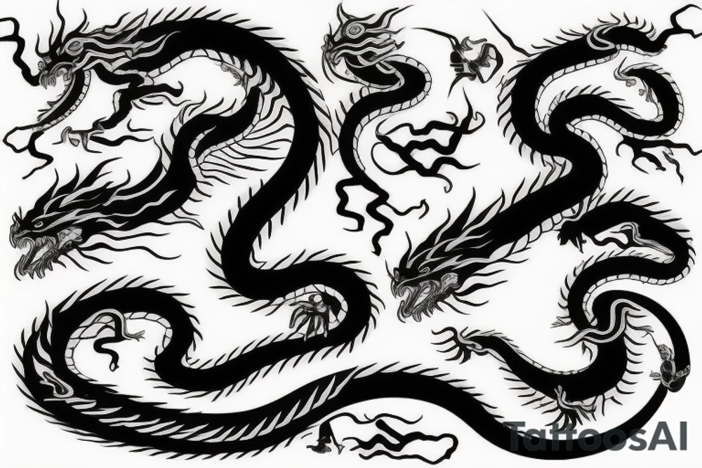 Snake and dragon tattoo idea