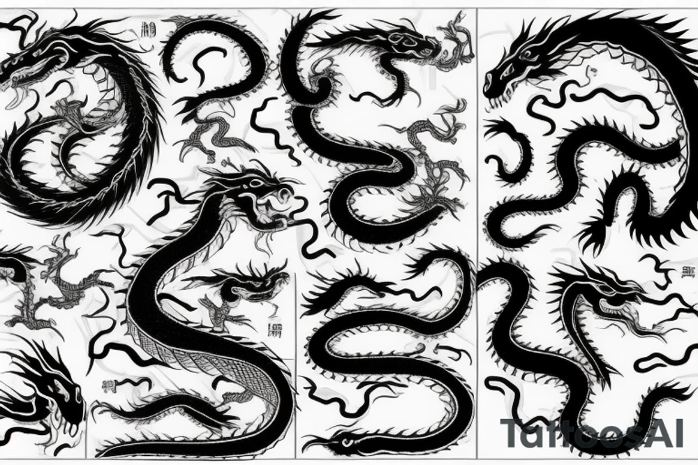 Snake and dragon tattoo idea