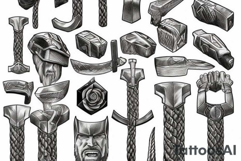 Realistic thor holding hammer tattoo idea