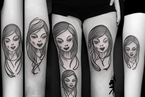 Father and two daughters tattoo idea
