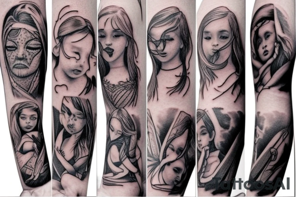 Father and two daughters tattoo idea