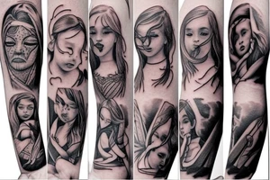 Father and two daughters tattoo idea