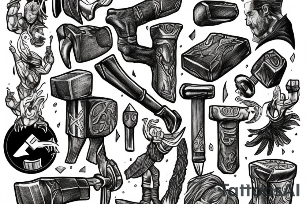 thor holding hammer tattoo idea