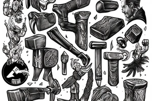 thor holding hammer tattoo idea