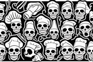 skull pierced by a chef's knife with a chef's hat tattoo idea