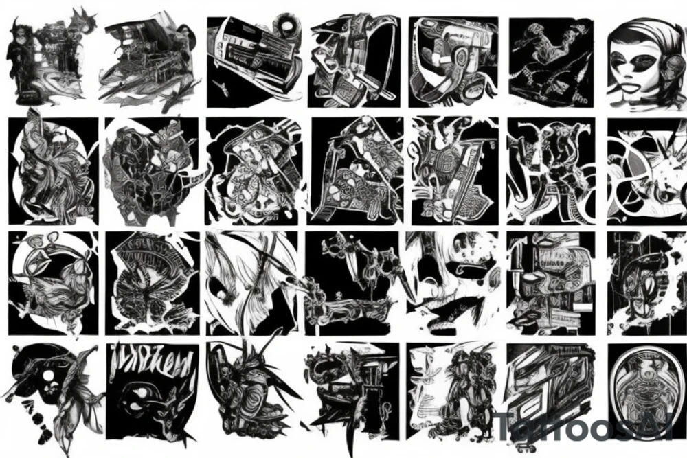 Cyberpunk quarter sleeeve tattoo idea