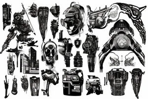Cyberpunk quarter sleeeve tattoo idea