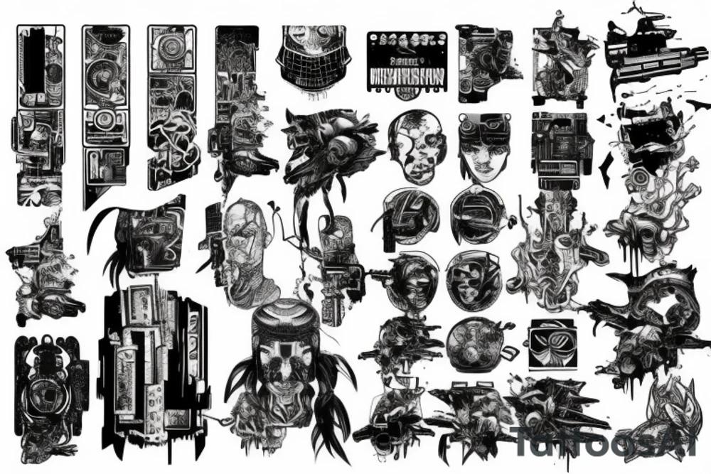 Cyberpunk quarter sleeeve tattoo idea
