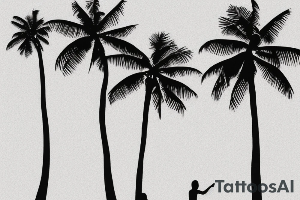 Beach scene with a palm tree as the focus. tattoo idea
