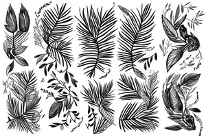 Apollo surrounded with olive branches tattoo idea
