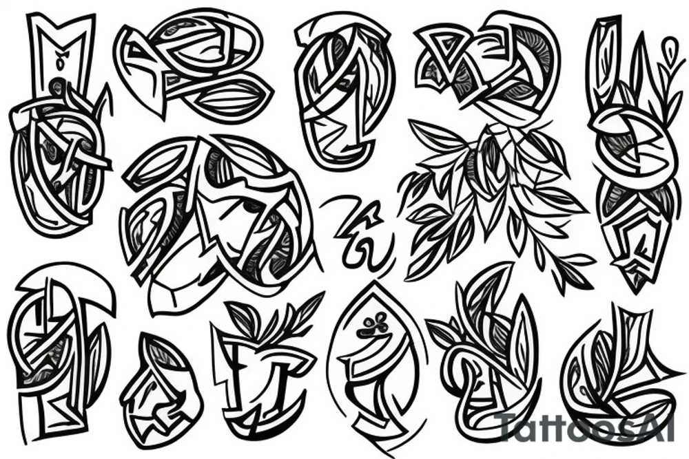 Zeus surrounded with olive branches tattoo idea