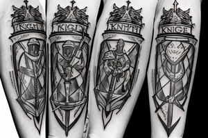 Medieval knights sitting around the campfire tattoo idea
