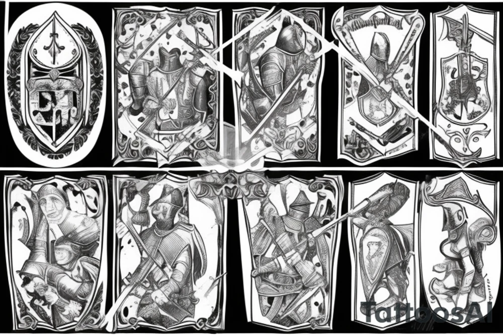 Medieval knights sitting around the campfire tattoo idea