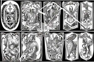 Medieval knights sitting around the campfire tattoo idea