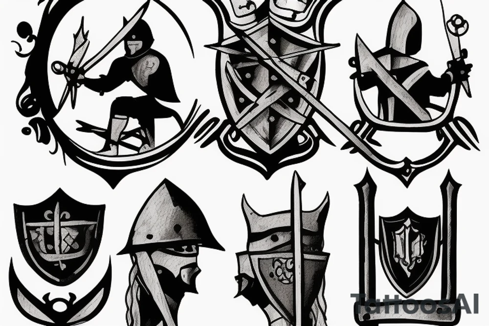 Medieval knights sitting around the campfire tattoo idea