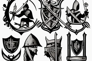 Medieval knights sitting around the campfire tattoo idea