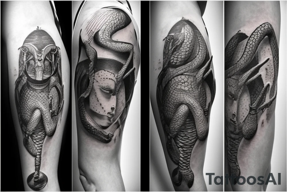 el tatuaje estará en la parte posterior, debe haber una espada y una serpiente allí, y pasará por el medio de la media luna, mide 30-40 centímetros tattoo idea