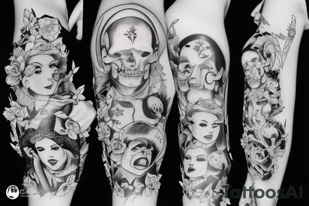 Dominacja, uległa kobieta kajdanki papieros tattoo idea