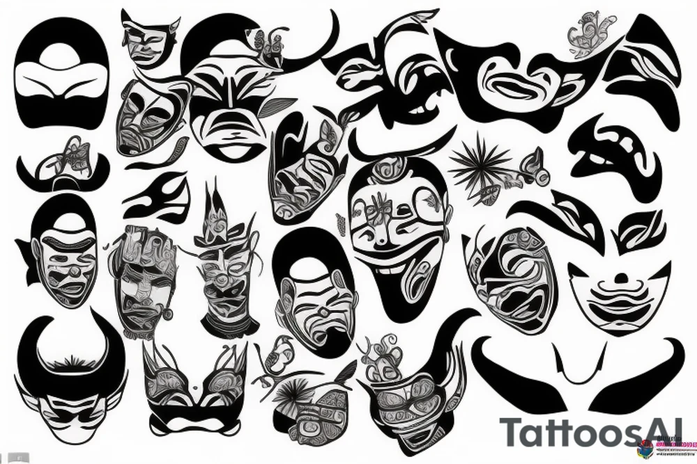 Japanese mask tattoo idea