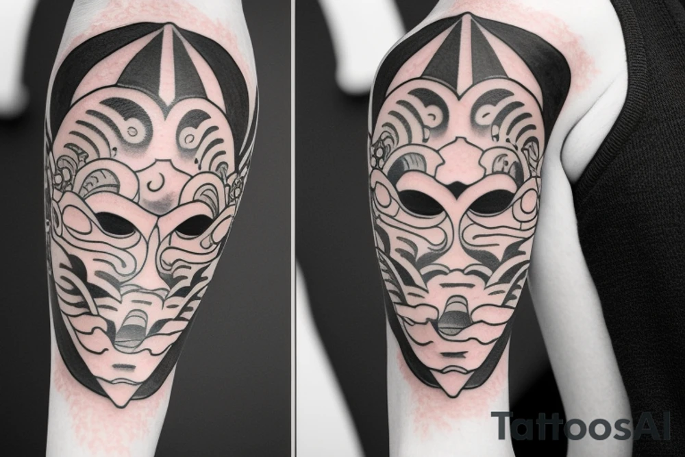 Japanese mask tattoo idea