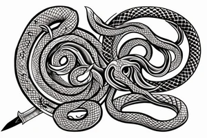 the tattoo will be on the back there should be a sword and a snake there and it will go through the middle of the crescent is 30-40 centimeters tattoo idea