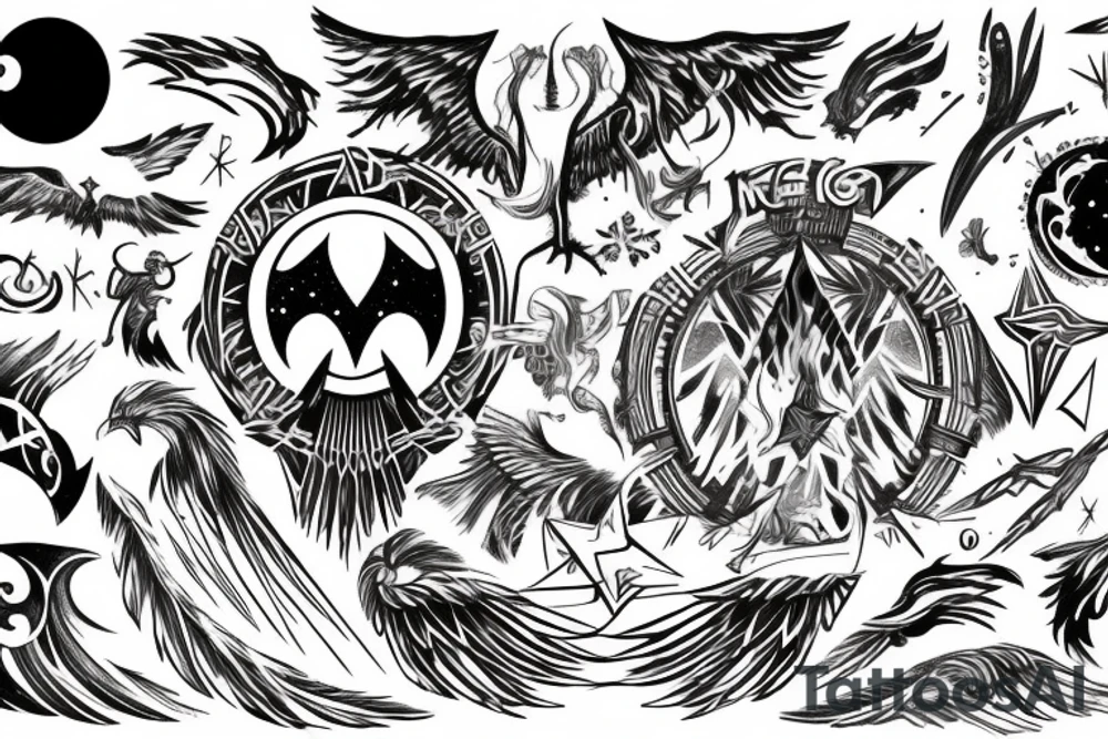 Phoenix, Galaxy, Valkyrie, Norse, space tattoo idea