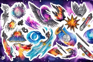 Phoenix, Galaxy, Valkyrie, Norse, space tattoo idea
