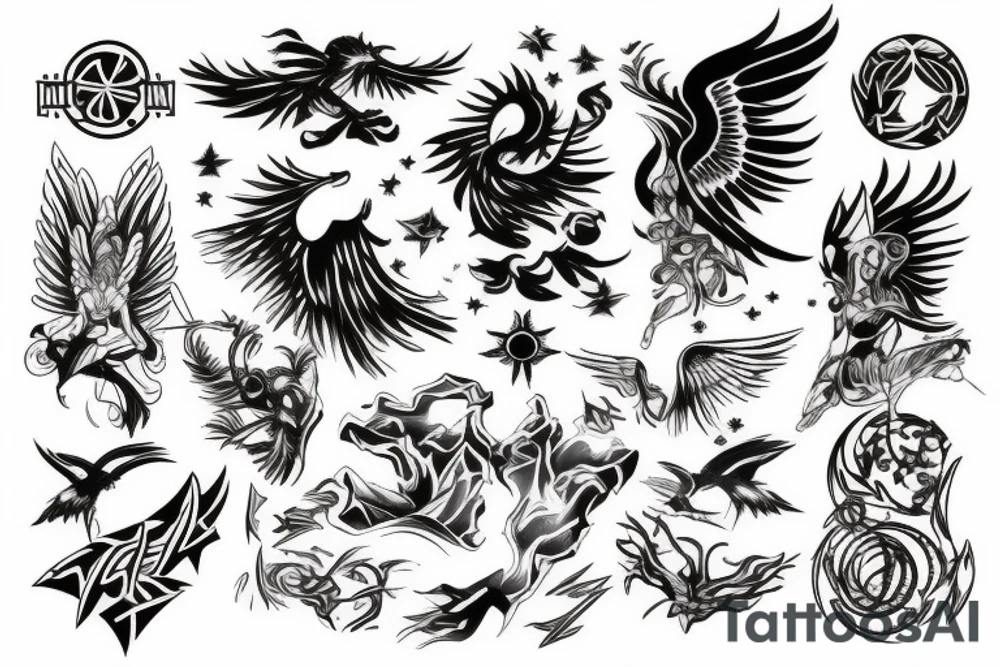 Phoenix, Galaxy, Valkyrie, Norse, space tattoo idea