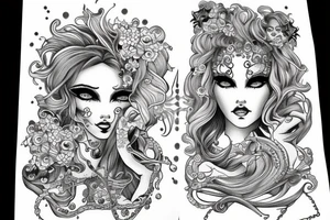 Siren with angry teetch tattoo idea