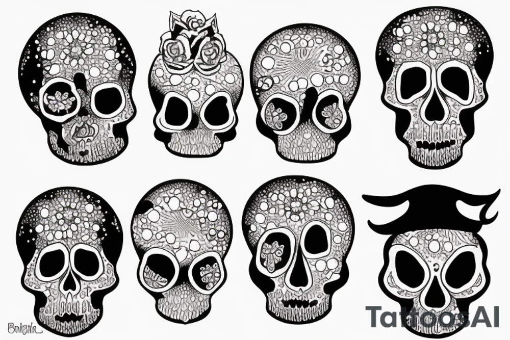 Skull and moon tattoo idea