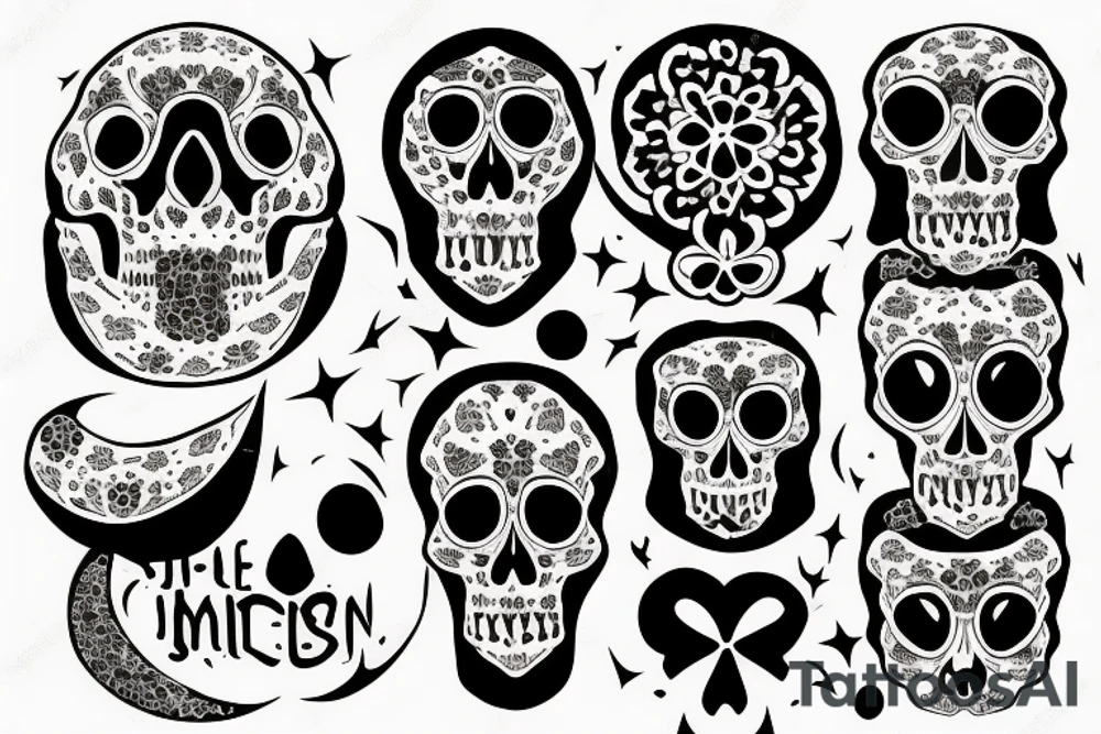 Skull and moon tattoo idea