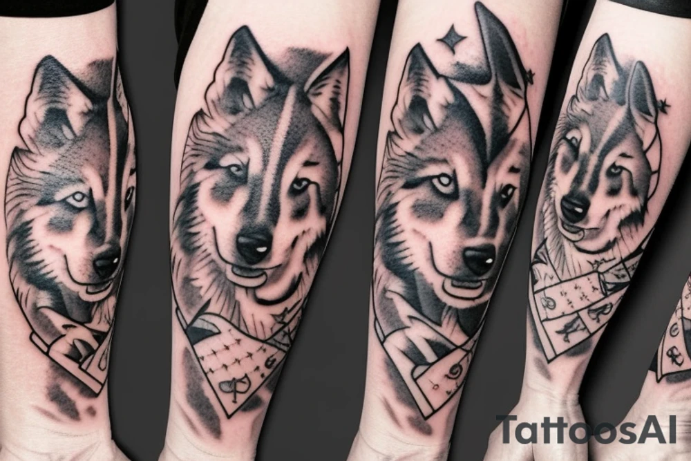 Dog with wolf tattoo idea
