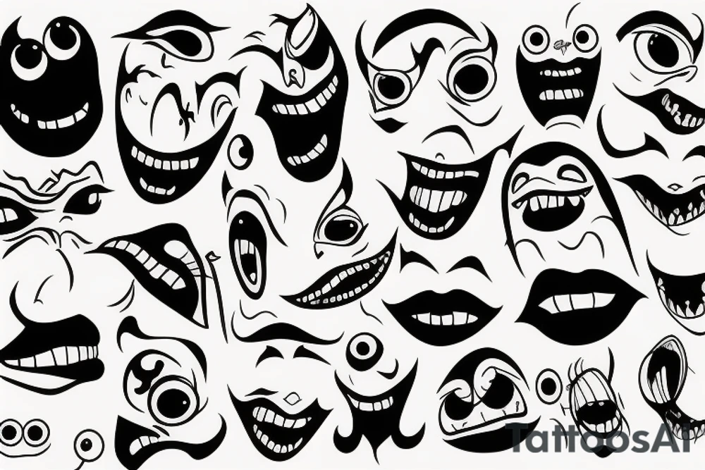 Monster face tattoo idea