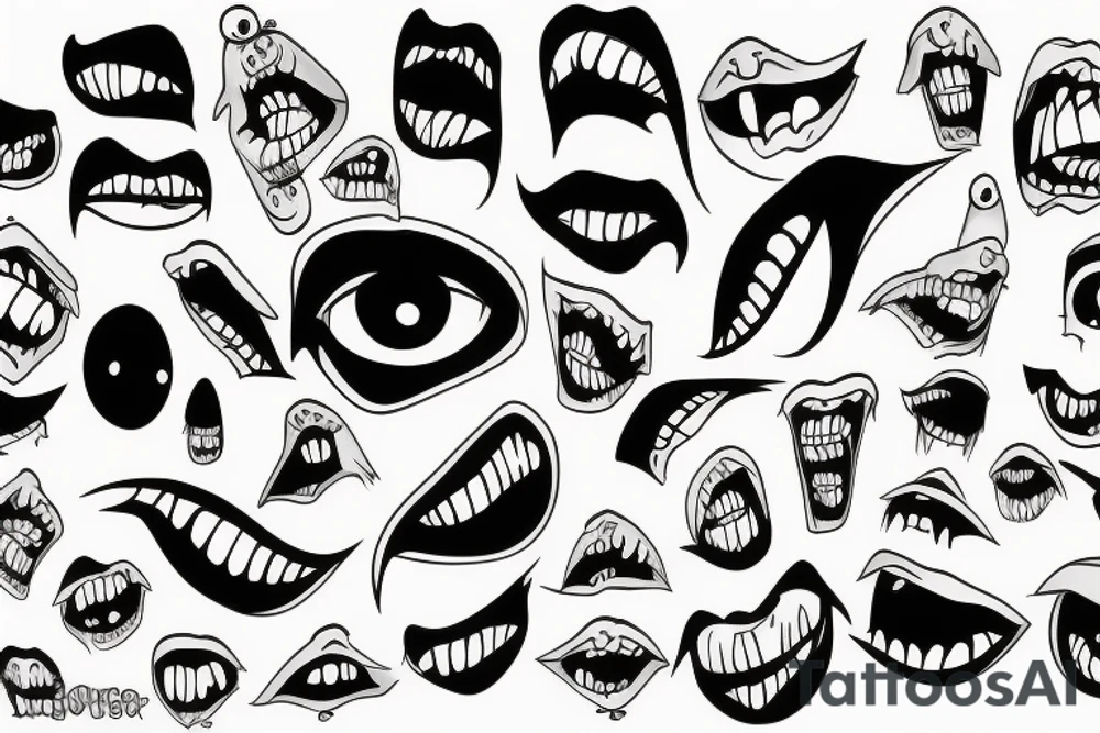 Monster face tattoo idea
