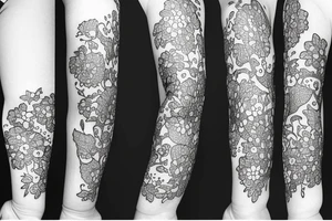 delicate Flowers lace sleeve tattoo idea
