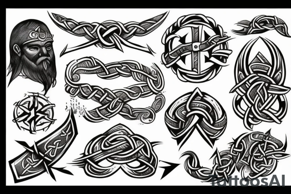 Vikings symbols tattoo
Nordic mythology tattoo idea