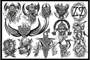 Vikings symbols tattoo
Nordic mythology tattoo idea