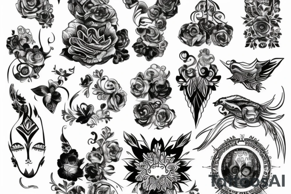 Siłownia, krzyż, kwiat tattoo idea