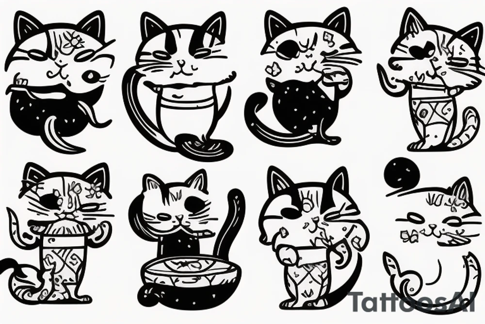 Cute Silesian dumpling cat tattoo idea