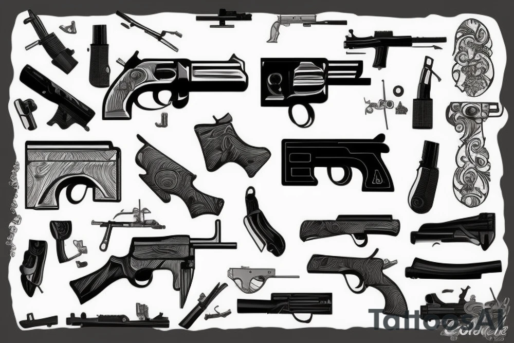 Guns behind ctocodile tattoo idea