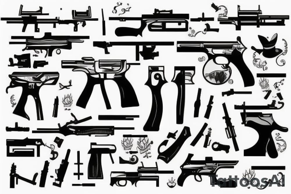 Guns behind ctocodile tattoo idea