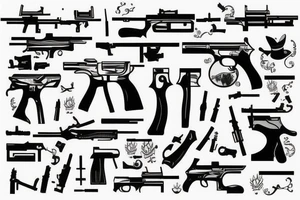 Guns behind ctocodile tattoo idea