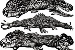 Gun behind crocodile tattoo idea